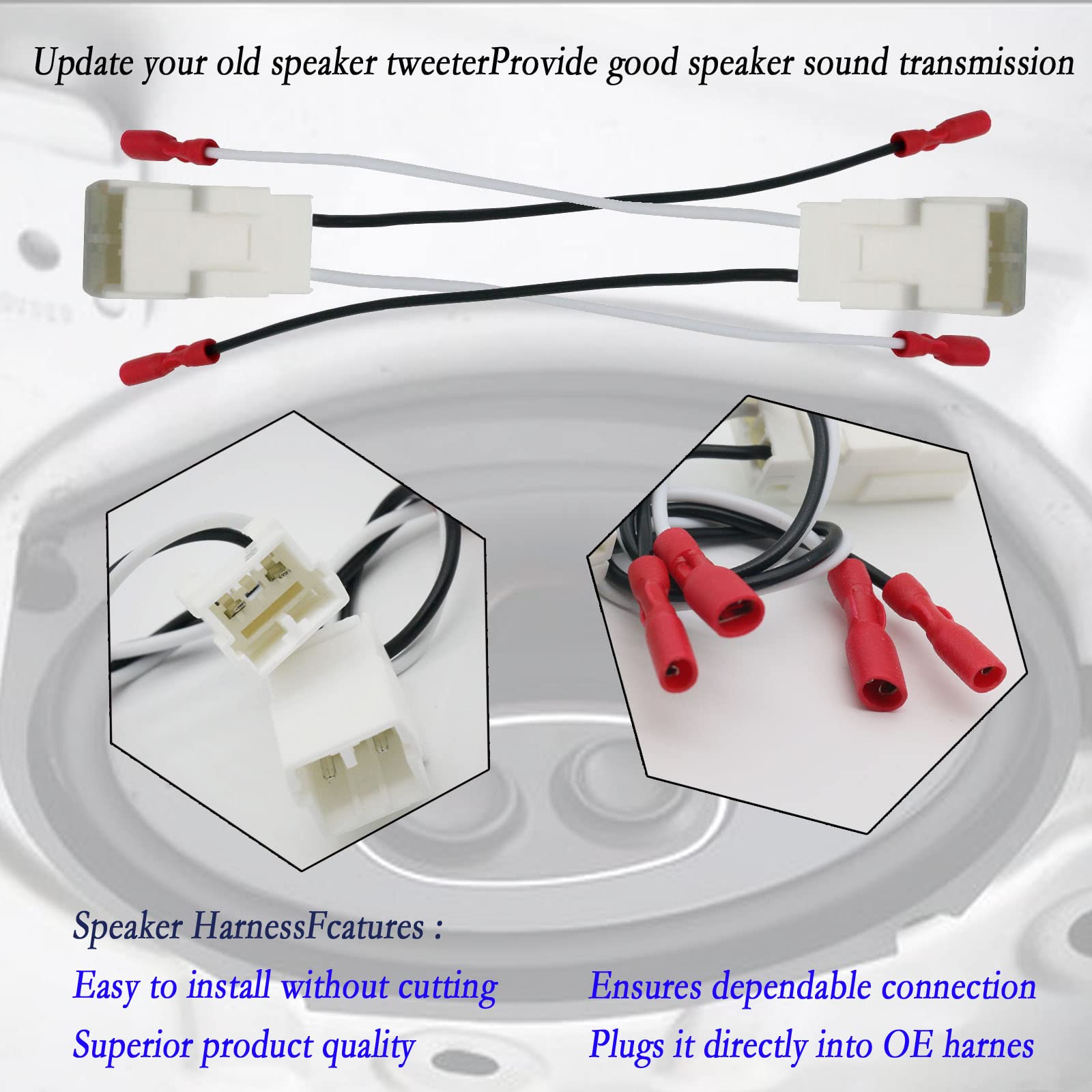 Chenx 72 6514 Car Speaker Adapter Harness Plug Front And Rear Doors Are Suitable For Dodge Jeep Chrysler Car Horn Connector Harness 4 Piece And Send Another Roll Of Flame Retardant Flannelette Tape